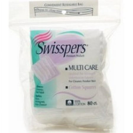 3 Pack - Swisspers Cotton Squares Multi-Care 80 Ct