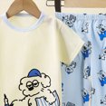 thumbnail image 4 of TOWED22 Toddler Girl Boy Kids 2 Piece Outfits Trendy Print Short Sleeve Crewneck T-Shirt and Elastic Waist Shorts Set Summer Clothes(Sky Blue,5-6 Y), 4 of 4