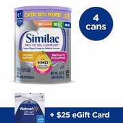[$25 Savings] Similac Pro-Advance Baby Formula for Immune Support, With 2'-FL HMO, Powder, 1.93-lb Tub (4 Count) with Free $25 eGift Card