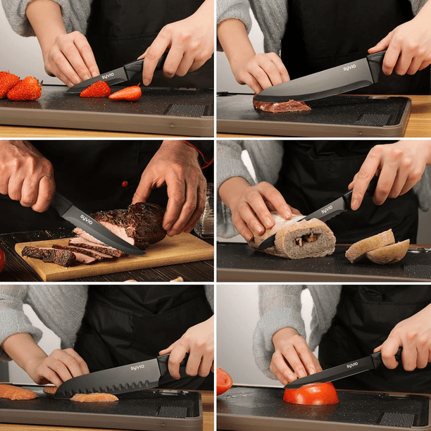 Knife Set, Syvio 21 Pieces Kitchen Knife Set with Block, High