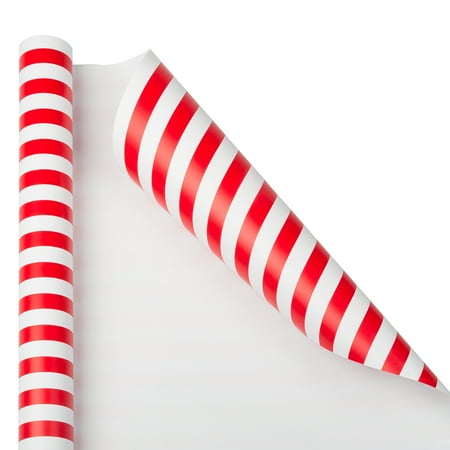 JAM Paper Red & White Stripe Wrapping Paper, All Occasion, 25 Sq. ft, 1/Pack