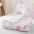 thumbnail image 4 of Erosebridal Cartoon Unicorn Twin Quilt Set for Girls, Constellation Star Moon Twin Coverlet Set, 2pcs, 4 of 7