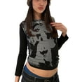 thumbnail image 2 of Qiylii Women Face Portrait Top Long Sleeves Crop Top Vintage Autumn Shirt, 2 of 3