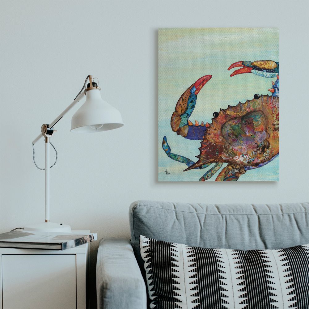 Stupell Industries Colorful Crab on Sand Aquatic Animal Painting Designed by Lisa Morales