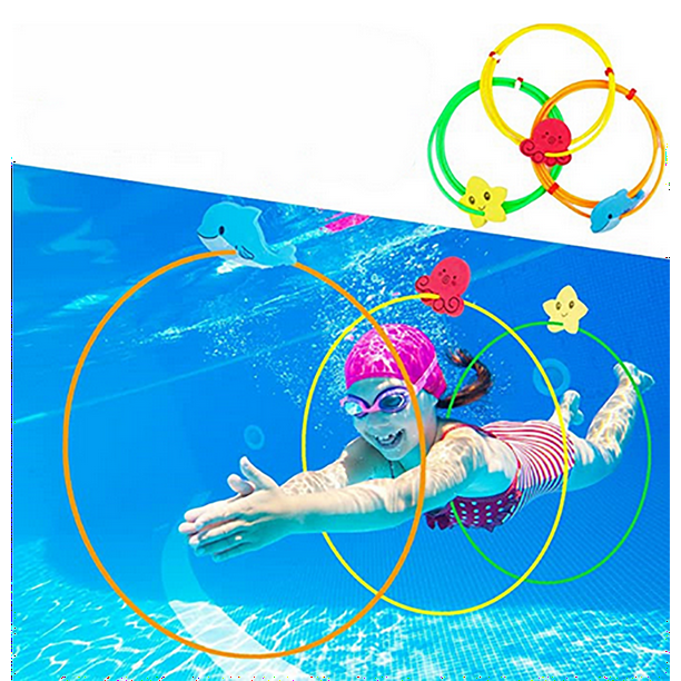 clleylise Pool Diving Rings Toys for Kids Toys Swim Hoops, Swimming