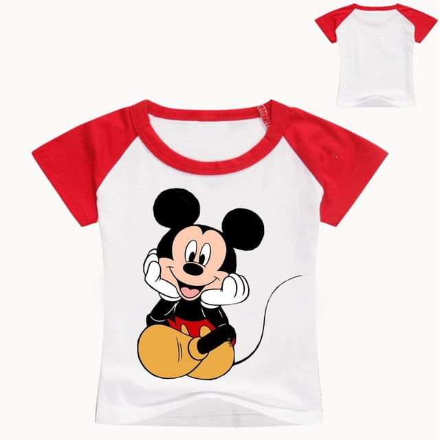 Camisetas de verano para niños, camiseta de algodón para niños, camiseta de Mickey Mouse de dibujos animados, ropa para bebés, camisetas de manga corta para niñas, ropa 2-12Y2T Gao Jinjia LED