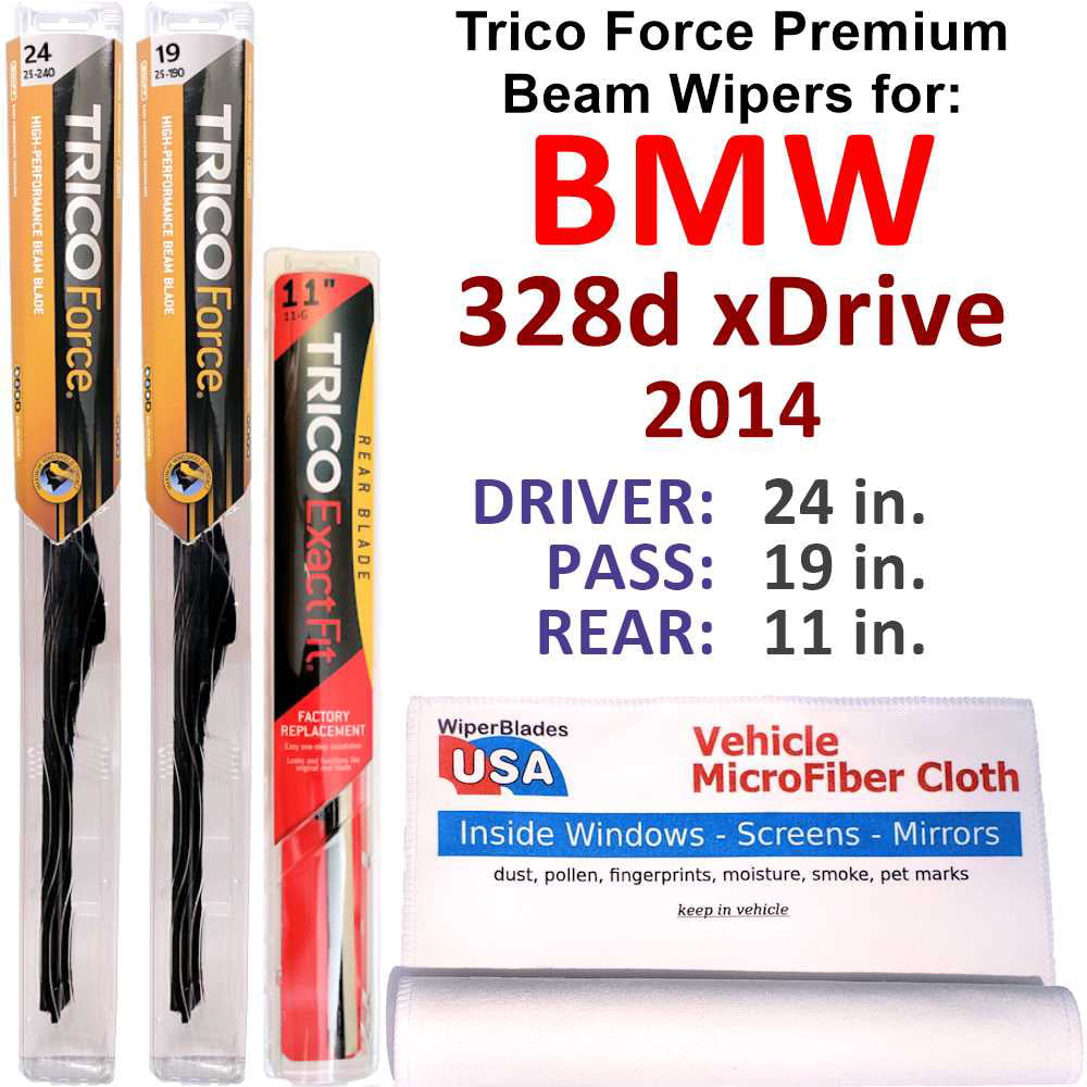 2014 BMW 328d xDrive Performance Beam Wipers (Set of 3) w/Rear