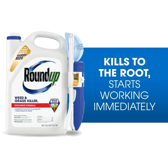 Roundup Weed & Grass Killer₄ with Sure Shot Wand, Use In Flower Beds and More, 1 gal.