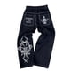 thumbnail image 1 of Pantalones vaqueros unisex estilo hip-hop gótico urbano de talle alto y corte holgado con diseños rasgados y bordados for hombre y mujer, 1 of 4