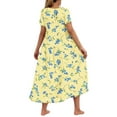 thumbnail image 6 of Viikei Women's Casual Tunic Boho Short Sleeve Dress,Women's Flower Printing Casual Short Sleeve Crewneck Dress Casual Flowy Tiered Maxi Beach Dress Yellow S, 6 of 6
