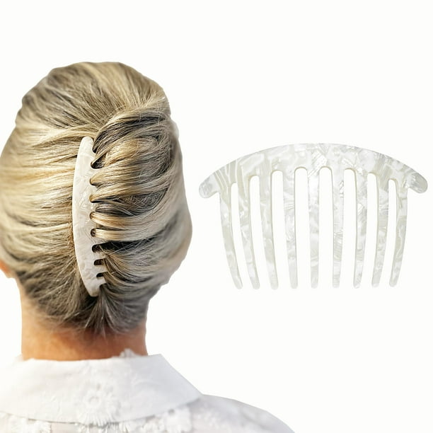 Peineta francesa redondeada blanca Camila Paris CP3161, hecha a mano, con trenza francesa. Pinzas decorativas de fijación fuerte para mujer, moño, recogido, accesorios para el cabello para niñas, hech