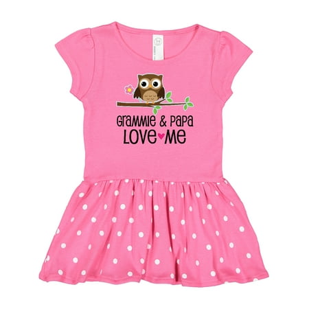 

Inktastic Grammie and Papa Love Me Granddaughter Owl Gift Baby Girl Dress