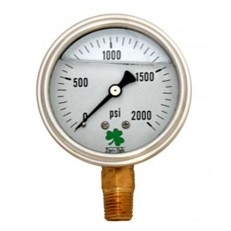 Zenport LPG2000 2000 psi Glycerin Liquid Filled Pressure Gauge