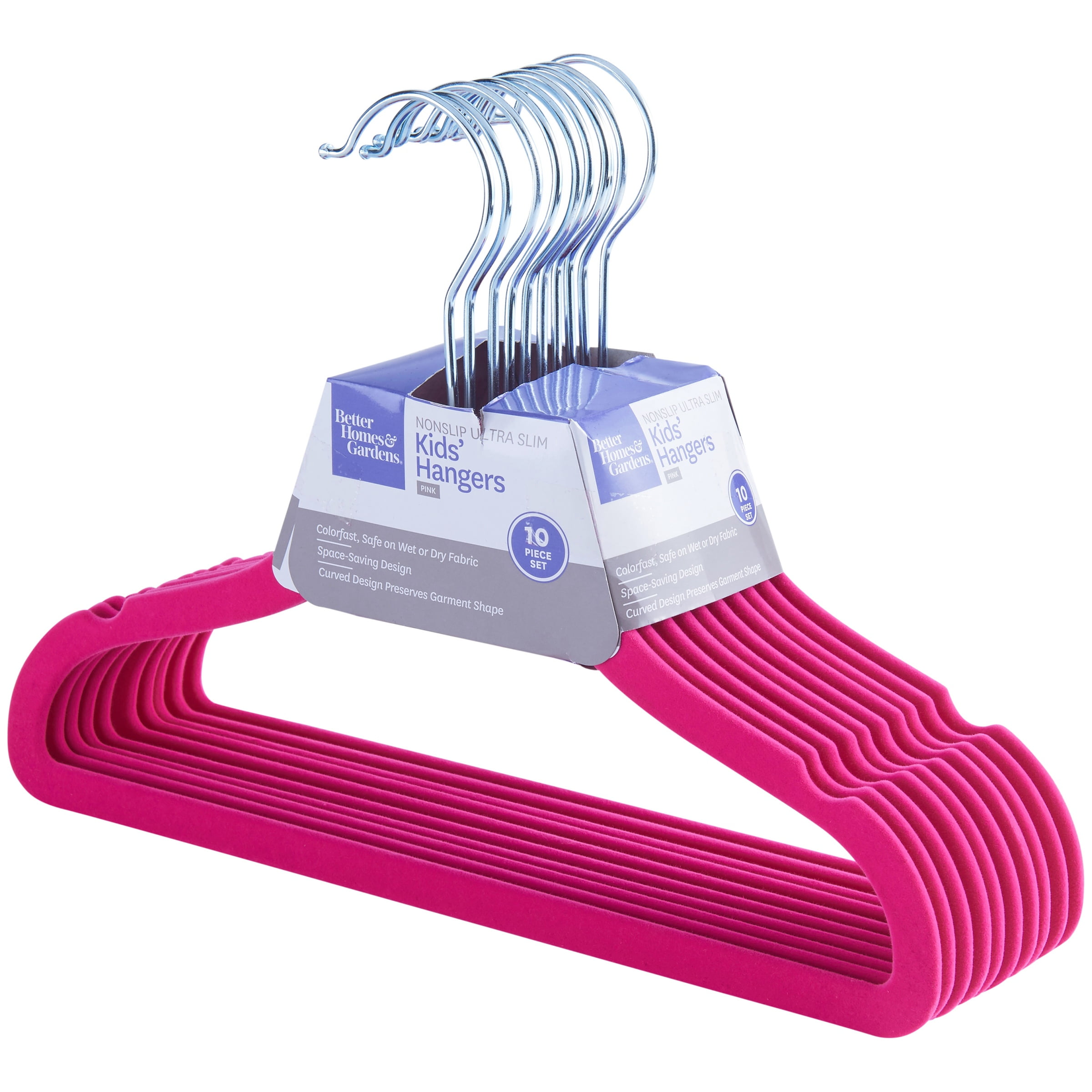 Mainstay Childrens Hangers 10 Count with Hooks 1 Pack of 10, Pink