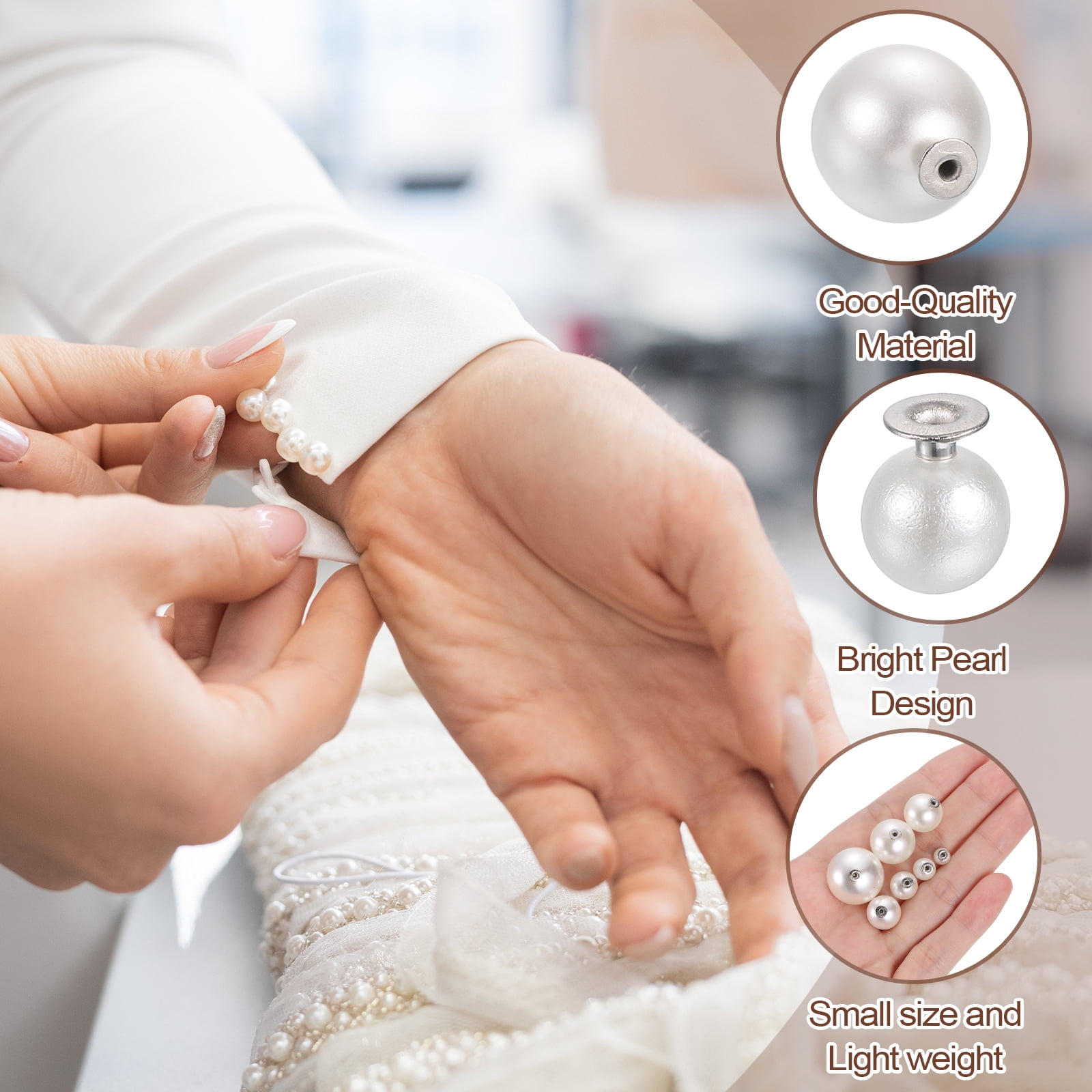 20mm Pearl Rivet Studs, 60 Pcs Leather Rivets Pearl Rivet Buttons Spikes for Leather Crafting for Decor Repair DIY Clothing Belts Bags Shoes, White