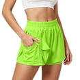 thumbnail image 3 of WERYOUNG High Waist Yoga Shorts For Women Running Gym Shorts With Built In Layered And Pocket For Exercise And Training Trendy Bottoms L, 3 of 9