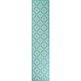 thumbnail image 2 of Unique Loom Outdoor Trellis Collection Area Rug - Tiles (2' 7" x 12' Runner Teal/Ivory), 2 of 9
