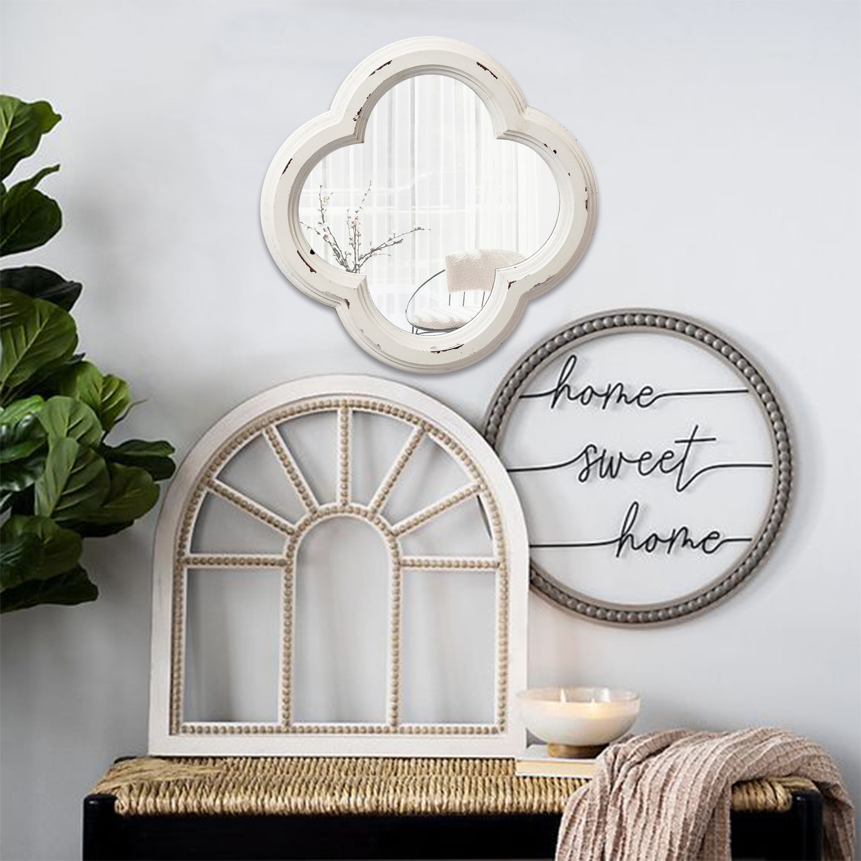 Sintosin Vintage Small Scalloped Wall Mirror Decorative 8.9 Sintosin Vintage Small Scalloped Wall Mirror Decorative 8.9