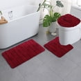 thumbnail image 2 of LiveGo 3 Piece Bathroom Rug Set - Ultra Soft Non Slip Bath Rug - Absorbent Bath Mat, Red Wine, 2 of 8