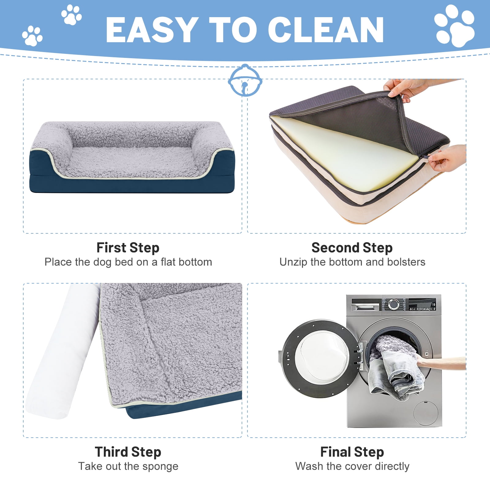 PayUSD Dog Bed for Large Medium Small Dogs Orthopedic Dog Sofa Bed Non Slip Pet Couch with Removable Washable Cover Supportive Egg Crate Foam S to XL