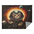 thumbnail image 2 of Fluorescent Cover blanket 70x55 inch frannel blanket Office nap blanket Camping blanket Bedding travel blanket Glow blanket Astronaut Black Cat, 2 of 8