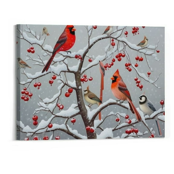 Creowell NTEUMM Santa Claus Canvas Wall Art Christmas Tree Snowman Pictures Print Decoration Painting Home Decor Gift -20x16inch