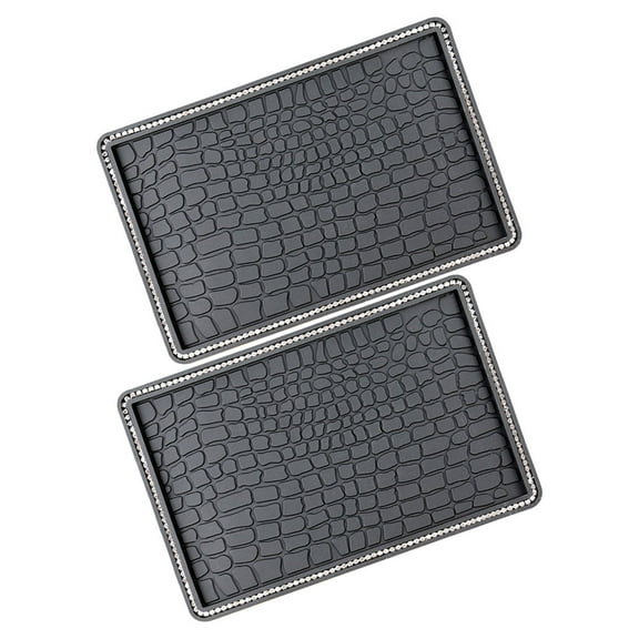 Car Mat Car Accessories Non-slip Mat Chocolate Pvc Rhinestones Grey 20.00X13.00X0.50CM 2 Pcs