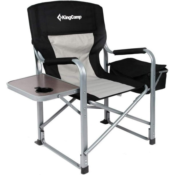 KingCamp Heavy Duty Camping Folding Director Chair Oversize Padded Seat  with Side Table and Side Pockets, Supports 396 lbs