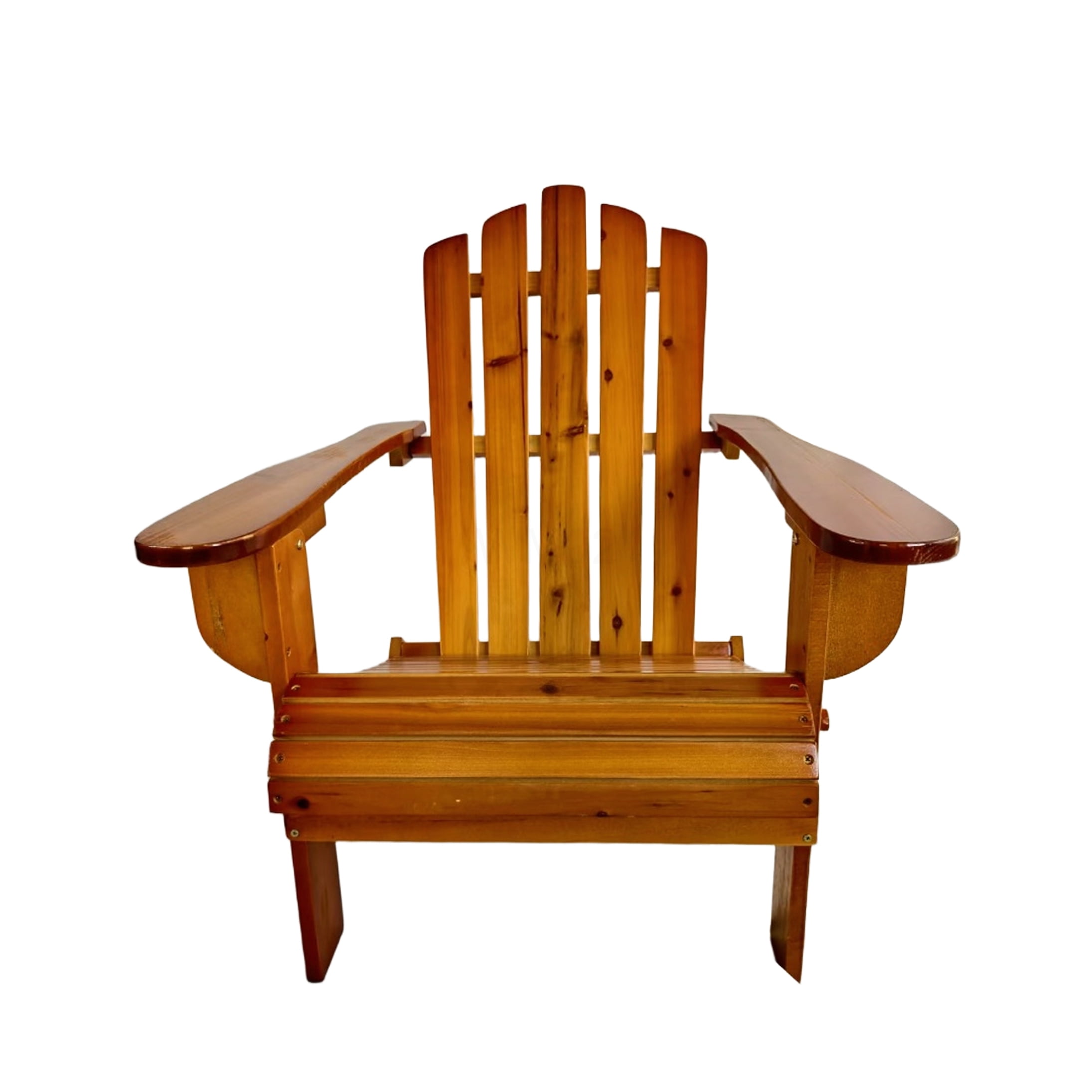 COSMOS Oak Foldable Adirondack Chair for Patio or Garden, Solid Hardwood Outdoor Lounge Chair with Wide Armrests