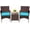 Brown four-line rattan + peacock blue cushion, variant on Towallmark 3 Piece Patio Bistro Set, Outdoor All-Weather PE Rattan Furniture with 2 Chairs & Glass Coffee Table, Soft Cushions for Balcony, Porch, Backyard, Apartment