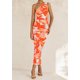 thumbnail image 3 of Vestido PRETTYGARDEN de un Hombro Fruncido Floral Naranja Claro XXL, 3 of 8