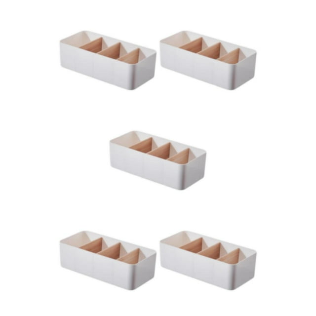 ZheElen Home Organizer Ladder Layered Detachable Partition Wide Application Strong Practicality Plastic Storage Box Durable white Rectangular 5Set