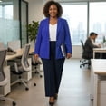 thumbnail image 2 of Agnes Orinda Women's Plus Size Fall Workwear Notched Lapel Button Down Office Blazer 1X Royal Blue, 2 of 6
