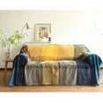 thumbnail image 3 of 150cm*190cm, bleu, 1pc coton simple couverture de canapé, couverture tricotée à franges, patchwork réversible, couverture décorative chaude pour la maison, le bureau et les voyages, 3 of 5