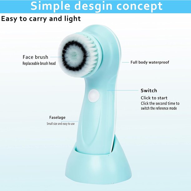 Cepillo de limpieza facial, depurador facial recargable, IPX7 resistente al agua con 6 cepillos faciales, se puede utilizar para exfoliar, masajear y limpiar profundamente el cuidado de la piel