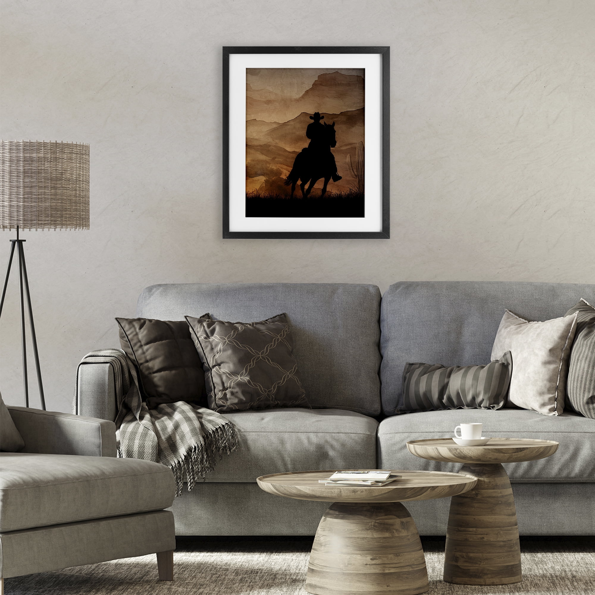 Stupell Industries Cowboy's Sunset Ride Black Framed Print Under Glass, design by Kim Allen