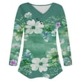 thumbnail image 4 of Utoimkio Women's V Neck Long Sleeve Tops Casual Floral Print T Shirts Basic Blouse Tees Loose Fit Lightweight Tunic Shirts, 4 of 4