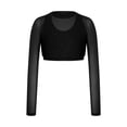 thumbnail image 4 of Hansber Kids Girls Long Sleeve Yoga Sports Crop Top Mesh Cropped Sweatshirt Hip Hop Jazz Dancewear Black 6, 4 of 6