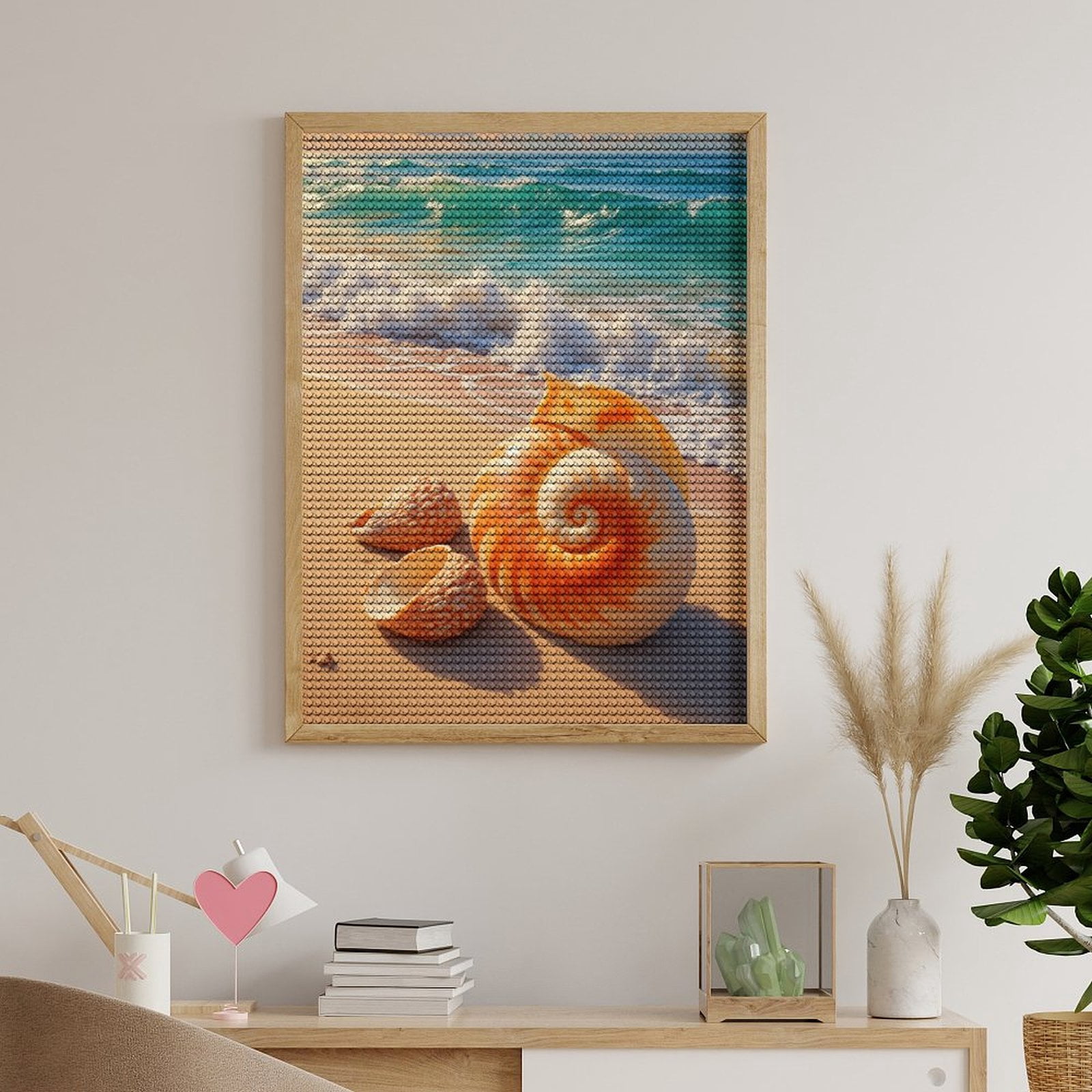 Diamond Art Kits for Adults, Beach Seashells Waves Shoreline 5D Diamond Painting Kits for Adults Beginners, DIY Full Drill Diamond Painting, Gem Art and Crafts 12x16