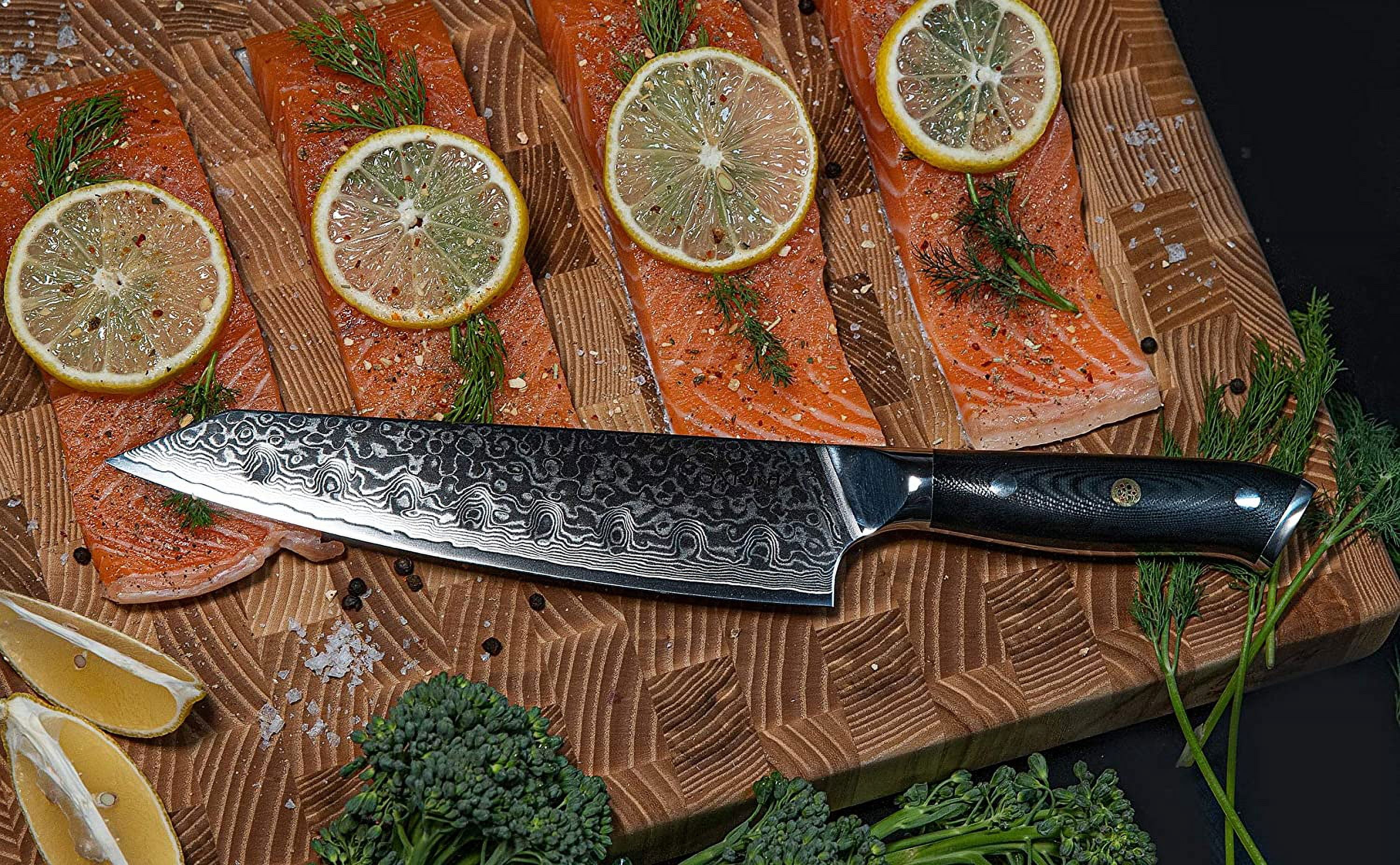 Kiritsuke Chef's Knife 8 Inch Damascus Japanese VG10 Super Steel 67 Layer High Carbon Stainless Steel