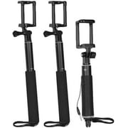 Sunpak (3-Pack) 2-Bluetooth & 1-Wired Selfie Stick - Extendable Handheld Monopod for iPhones/Android Smartphones