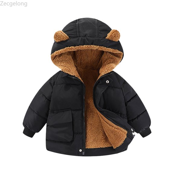 Zecgelong Toddler Kids Infant Baby Boys Girls Winter Bear Ears Hooded Coat Jacket Thick Warm Outerwear Clothes Outfits