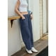 thumbnail image 4 of Pantalones Palazzo Yanekop casual de verano para mujer, color azul marino, 4 of 7
