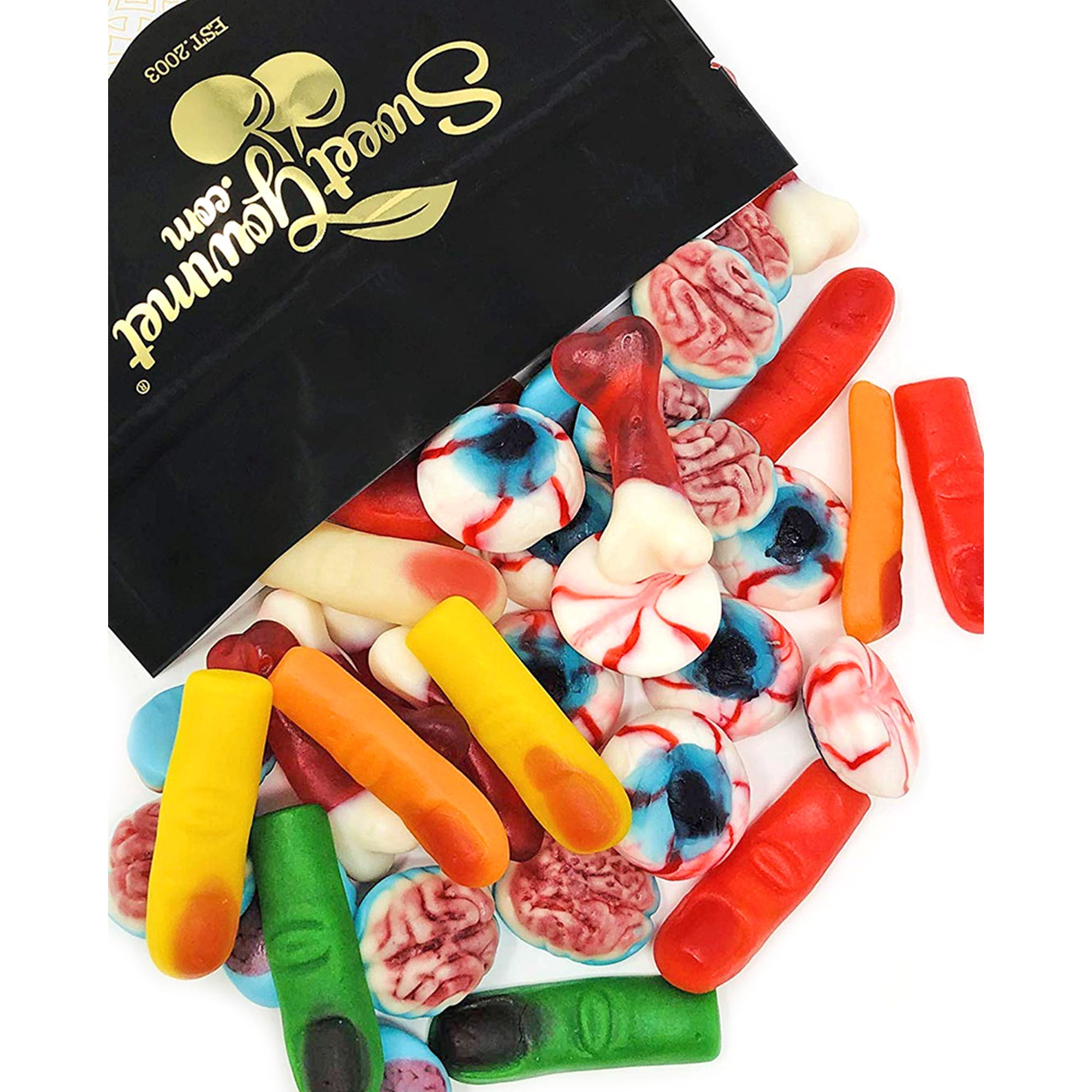 SweetGourmet Gummy Missing Body Parts Halloween Candy Mix, Brains, Eyeballs, Bones and Fingers, 2 Pounds