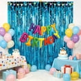 thumbnail image 3 of LQQBOX 3 Pack 3.28 x 6.56 FT Blue Foil Fringe Curtains Party Decorations, Tinsel Curtain Backdrop for Parties, Door Streamers, Glitter Streamer Fringe Backdrop for Birthday Decoration, 3 of 7