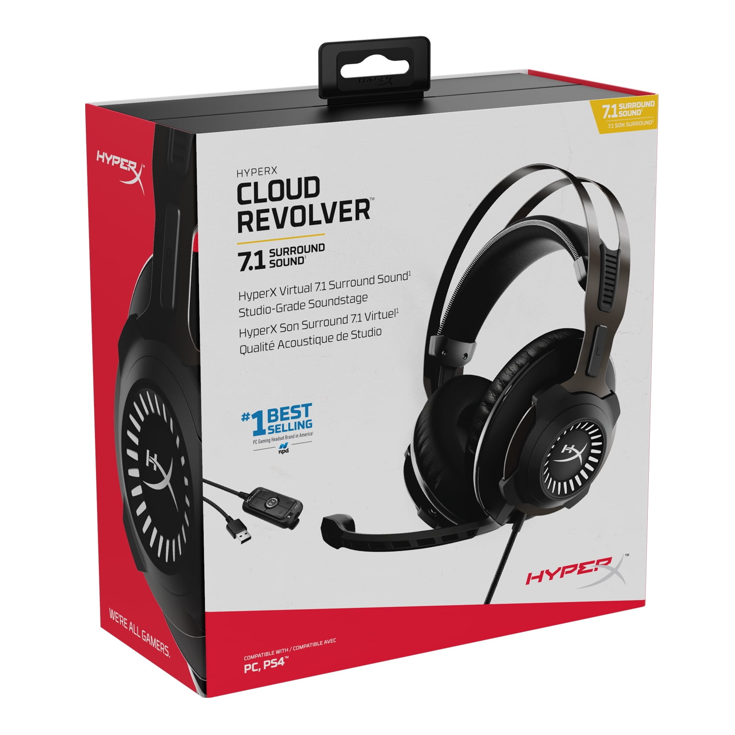 HyperX Cloud Revolver - Gaming Headset with HyperX 7.1 Surround Sound,  Signature Memory Foam, Premium Leatherette, Steel Frame, Detachable 