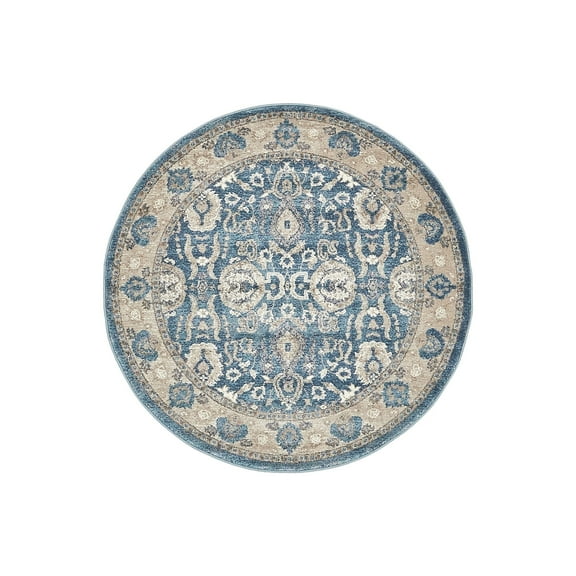 Unique Loom Salzburg Collection Area Rug - Gaisberg (4' 1" Round Light Blue/Gray)