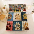 thumbnail image 5 of Homewish Vintage Dog Paws Plaid Bed Sheets,Rustic Animal Full Size Sheets,Brown,4pcs,1 Flat Sheet, 1 Fitted Sheet and 2 Pillowcases, 5 of 6