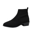 thumbnail image 2 of Willtoo Low Heel Ankle Boots for Women Chunky Heel Knit Sock Chelsea Boots Slip On Stretchy Comfortable Short Boots Fashion Fall Winter Heeled Booties, 2 of 5