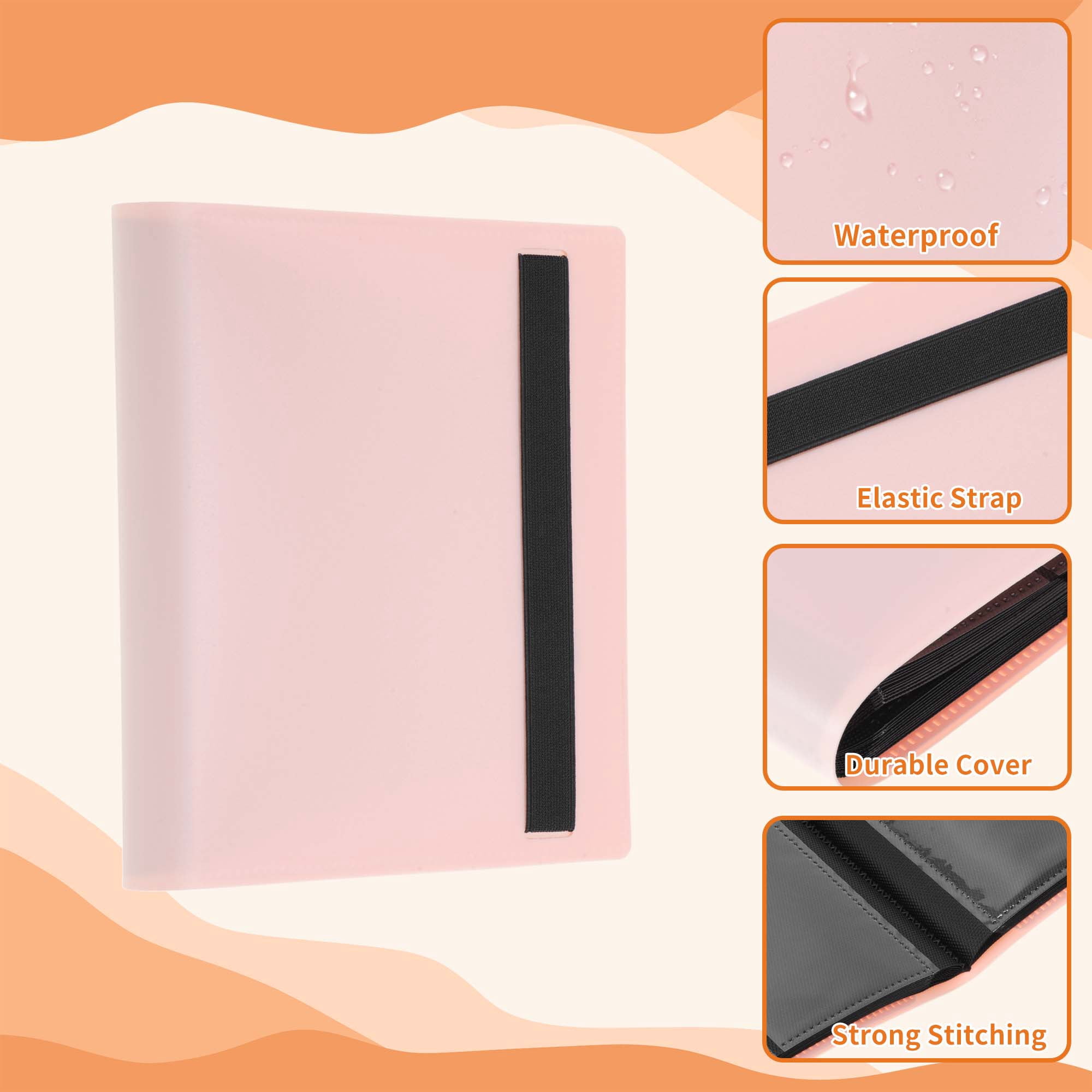 Unique Bargains Card Binder with 160 Card Capacity 4 Pockets and 20 Pages ["Pink"]